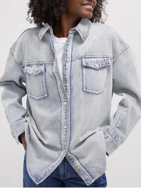 Tuckernuck Parker Denim Pearl Snap Shacket XL